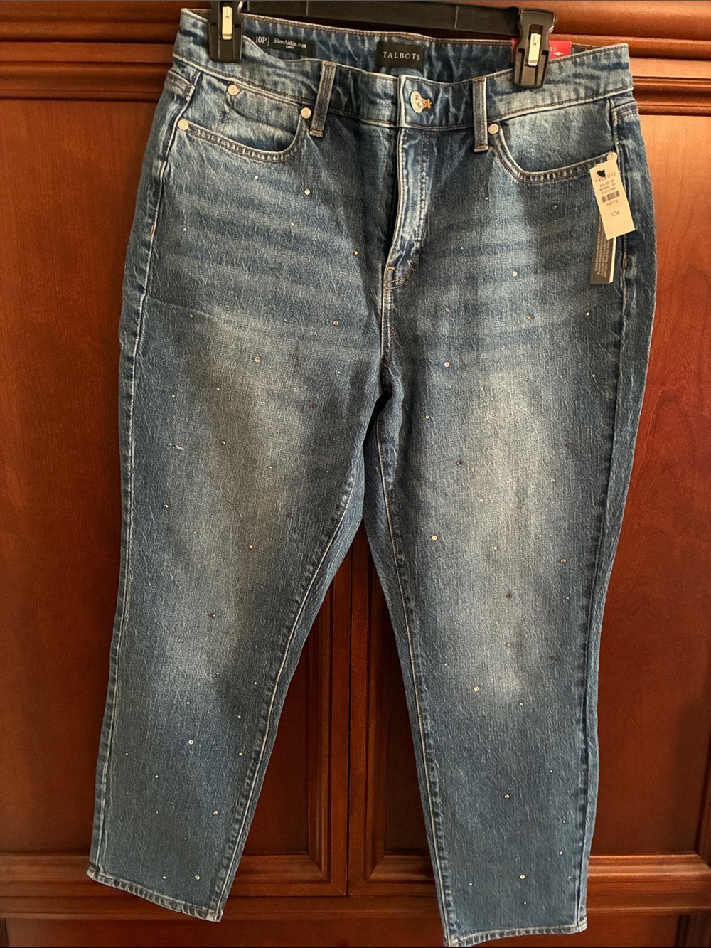 Talbots Blue Stud-Accent Cropped Jeans